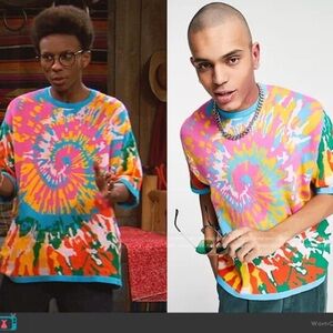 ASOS DESIGN oversized tie dye t-shirt rainbow short sleeve crew tee knit multi